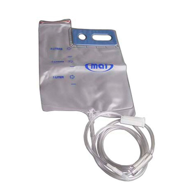 IV fluid bag with drip chamber, tube and needle adapter