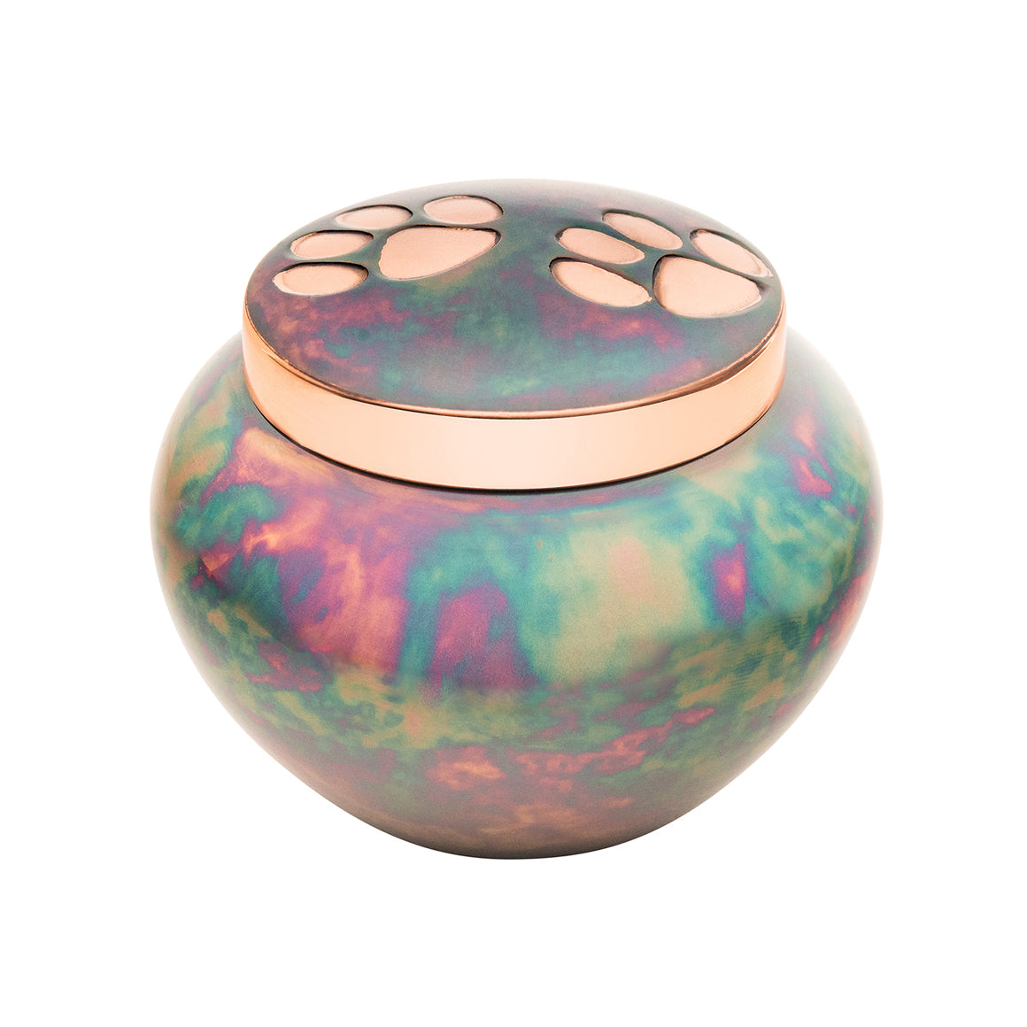 Urn odyssey copper Raku two paw prints